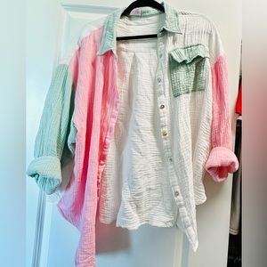 Color Block Oversized Button Down